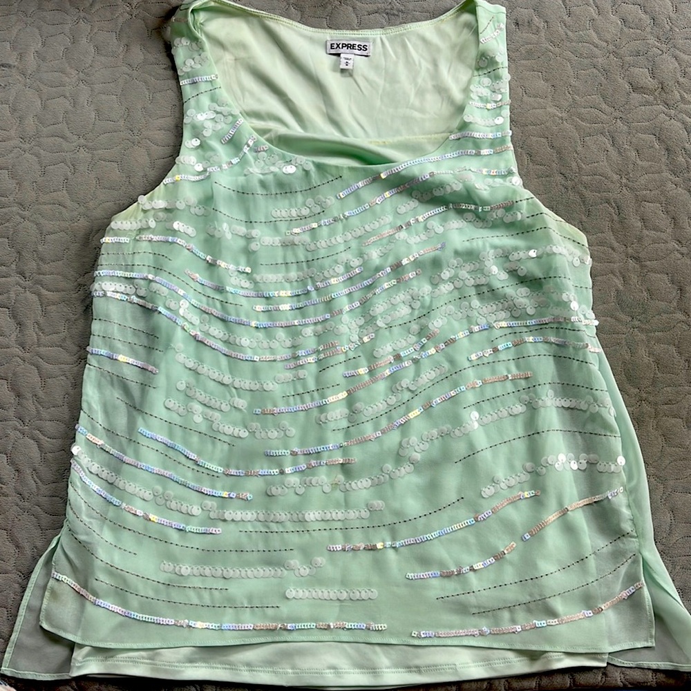 Express mint sleeveless top with sequins